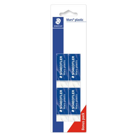 Pack 3 + 1 plastic eraser Mars Staedtler 