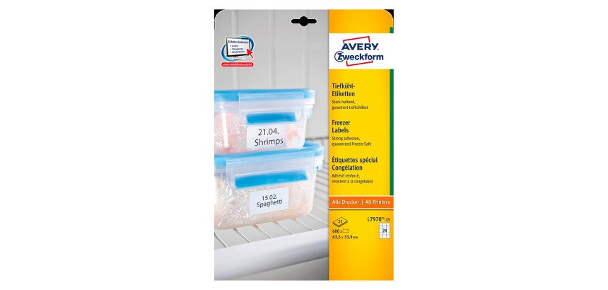 Etiquetas para el congelador contacto directo con los alimentos 63,5 x 33,9