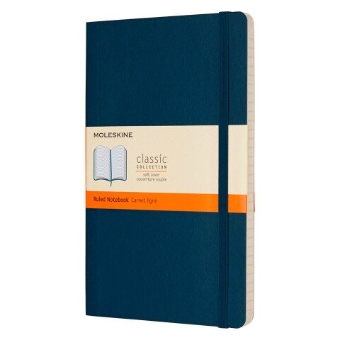 Cuaderno Moleskine tapa blanda 9 x 14 cm marfil a rayas 192 páginas azul noche