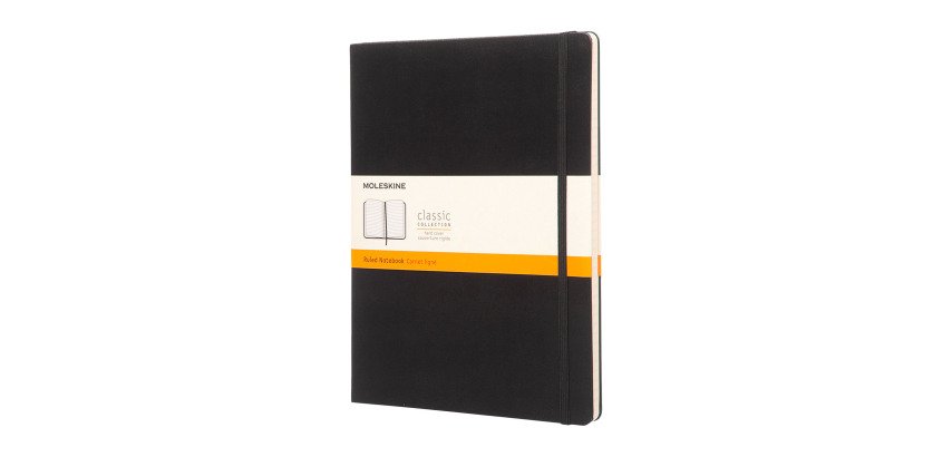 Carnet Moleskine rigide 19 x 25 cm ivoire ligné 192 pages