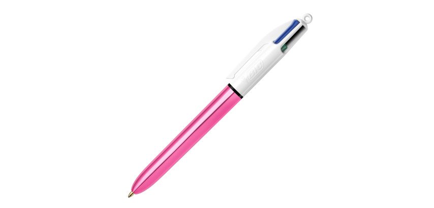 Stylo bille 4 couleurs Bic Shine rétractable pointe 1 mm - écriture moyenne