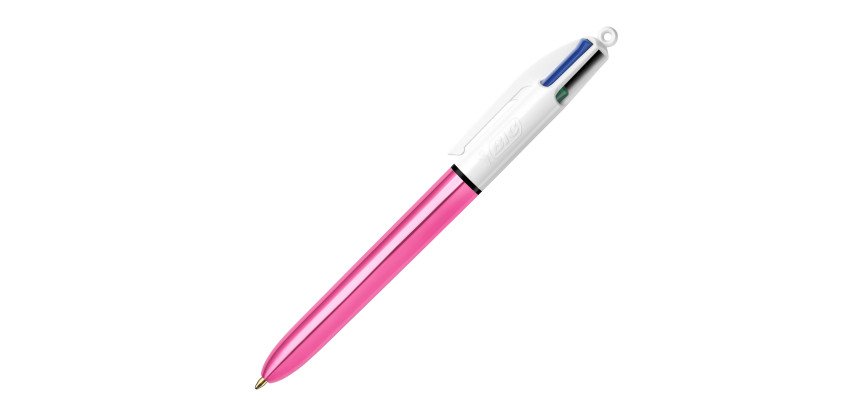 Stylo bille 4 couleurs Bic Shine rétractable pointe 1 mm - écriture moyenne