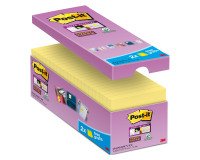 Pack of 14 yellow Super Sticky Post-it repositionable notes 76 x 76 mm - 90 sheets block + 2 extra notes