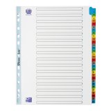 Intercalaire A4+ carte bristol blanche Oxford 31 onglets numériques multicolores - 1 jeu