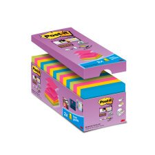 Pack 14 Z-notes repositionnables couleurs Super Sticky Post-it 76 x 76 mm - bloc de 90 feuilles + 2 offertes