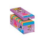 Pack 14 Z-notes repositionnables couleurs Super Sticky Post-it 76 x 76 mm - bloc de 90 feuilles + 2 offertes