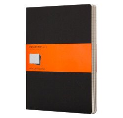 Set van 3 schriften Moleskine kraft 19 x 25 cm ivoor gelijnd 120 pagina's - zwart
