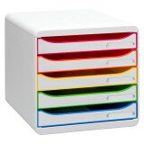 Classifying module Exacompta Big Box Plus 5 drawers white with colored drawers 