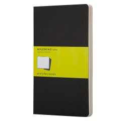 Set de 3 cuadernos Moleskine 13 x 21 cm marfil sin cuadrícula 80 páginas negro