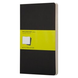 Set de 3 cahiers Moleskine noir 13 x 21 cm ivoire sans quadrillage 80 pages