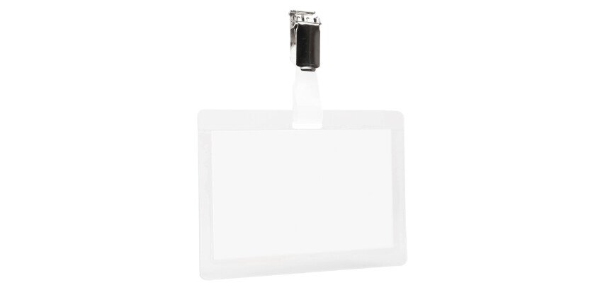 Automatic plasticized badges Tarifold with clip 54 x 90 mm - box of 25