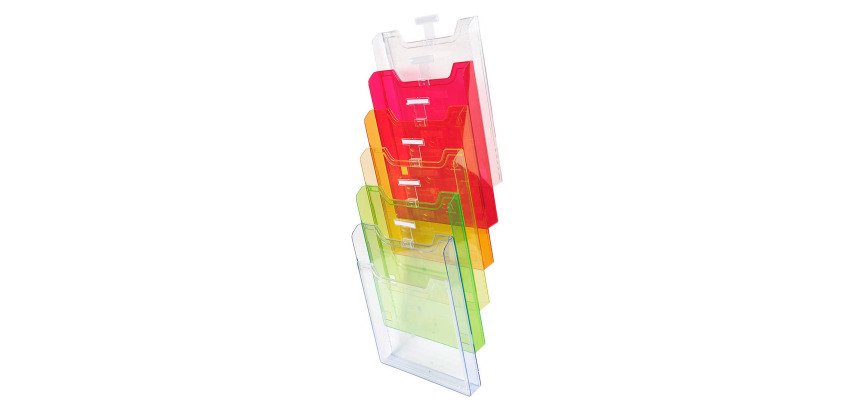 Expositor vertical de pared de plástico de 6 compartimentos Exacompta