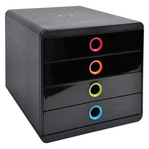 Módulo de archivo de 4 cajones Pop Box de Exacompta negro/surtido