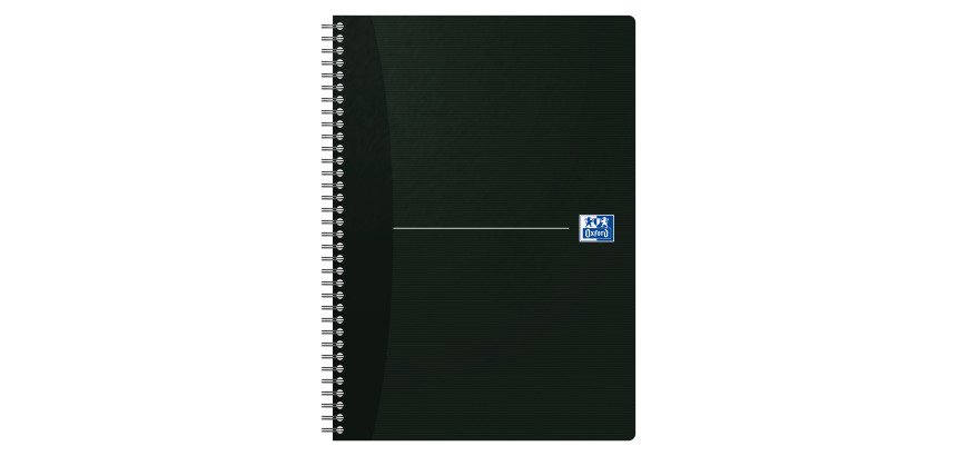 Cahier spirale Oxford Smart Black Essentials A4 21 x 29,7 cm - petits carreaux - 180 pages
