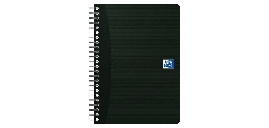 Cahier spirale Oxford Smart Black Essentials A5 14,8 x 21 cm - petits carreaux - 180 pages
