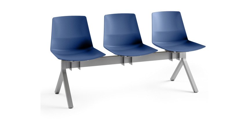 Chairs on metal beam Occa polypropylene seat