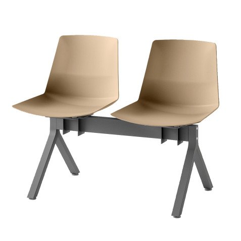 Stoelen op stalen balk Occa zitting van polypropyleen