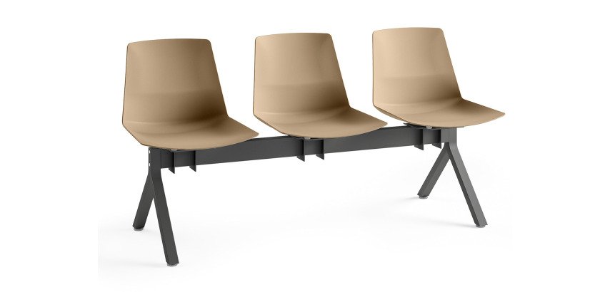 Chairs on metal beam Occa polypropylene seat