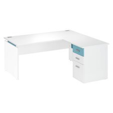 Bureau d'angle L 160 cm avec retour suspendu sur caisson positionnable droite/gauche Intuitiv' couleur