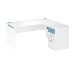 Corner desk L 160 x D 160 cm with suspended return on pedestal positionable right/left Intuitiv' color