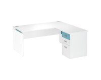 Escritorio blanco esquinero 160 cm orientable derecha/izquierda con cajonera 3 cajones Intuitiv'