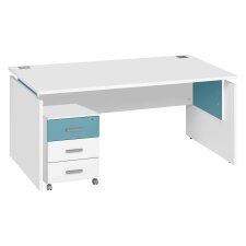 Pack bureau L 160cm + caisson mobile 3 tiroirs blanc Intuitiv