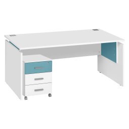 Pack desk W 160 cm + moble cabinet 3 drawers white Intuitiv