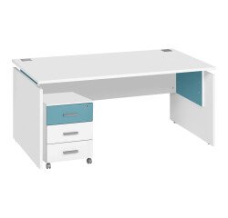 Pack bureau L 160cm + caisson mobile 3 tiroirs blanc Intuitiv
