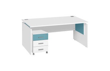 Pack bureau L 160cm + caisson mobile 3 tiroirs blanc Intuitiv