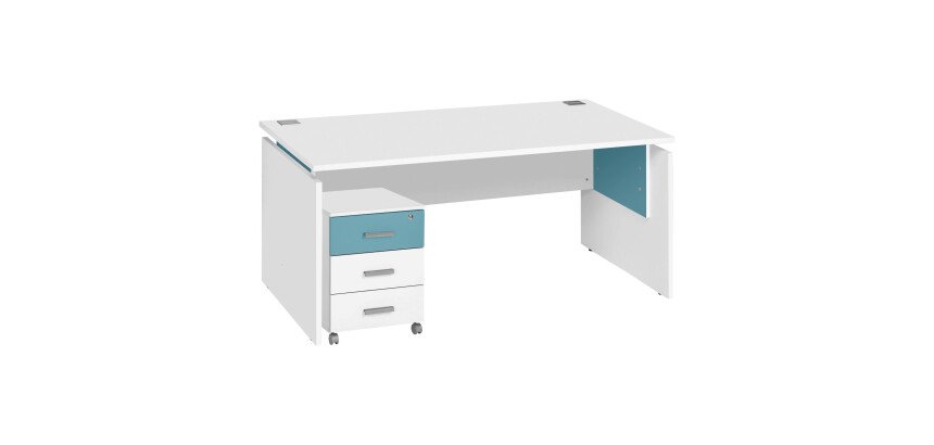 Pack bureau L 160cm + caisson mobile 3 tiroirs blanc Intuitiv