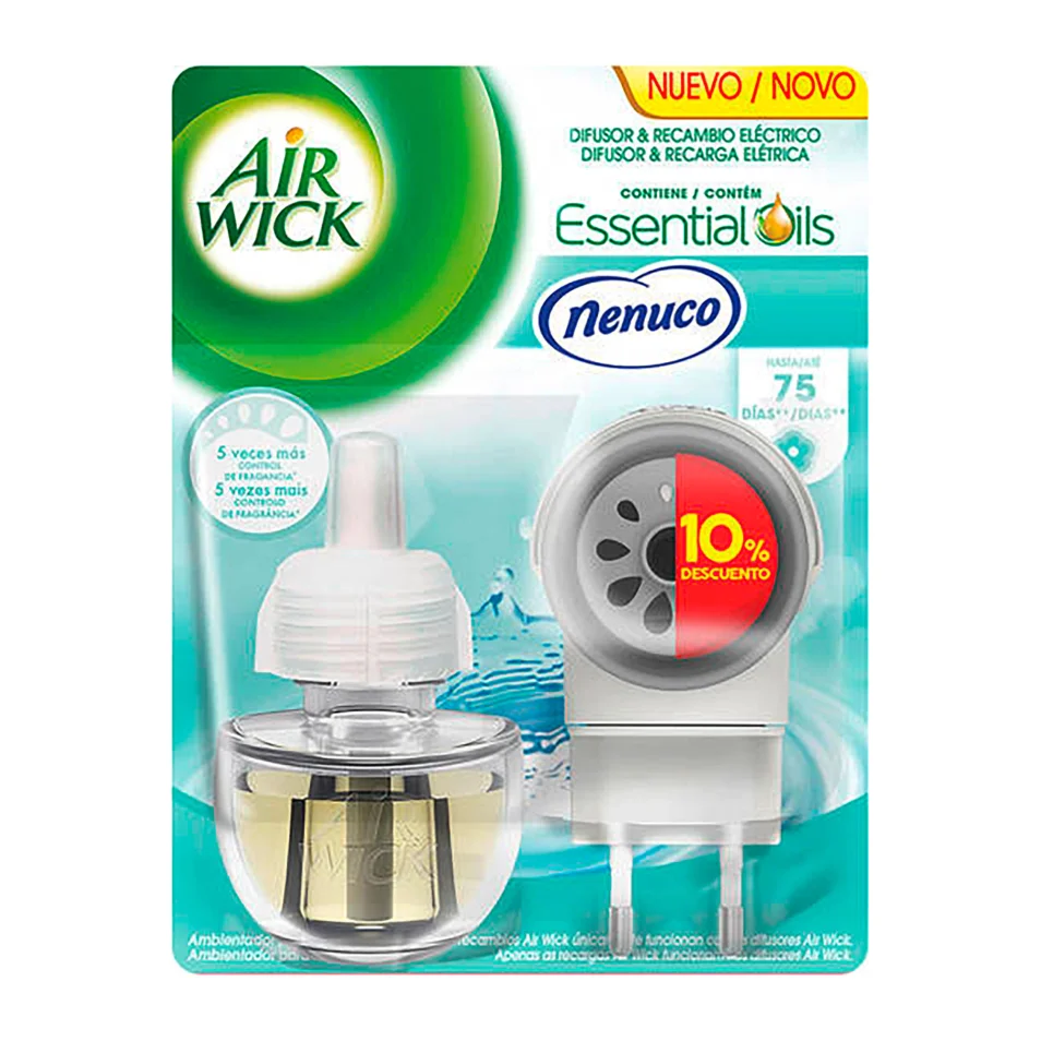 Air Wick - Ambientador eléctrico portátil Essential Mist + Recambio - Nenuco