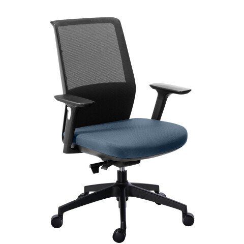 Sillón de oficina Atlas respaldo malla con reposabrazos regulables 3D - Azul