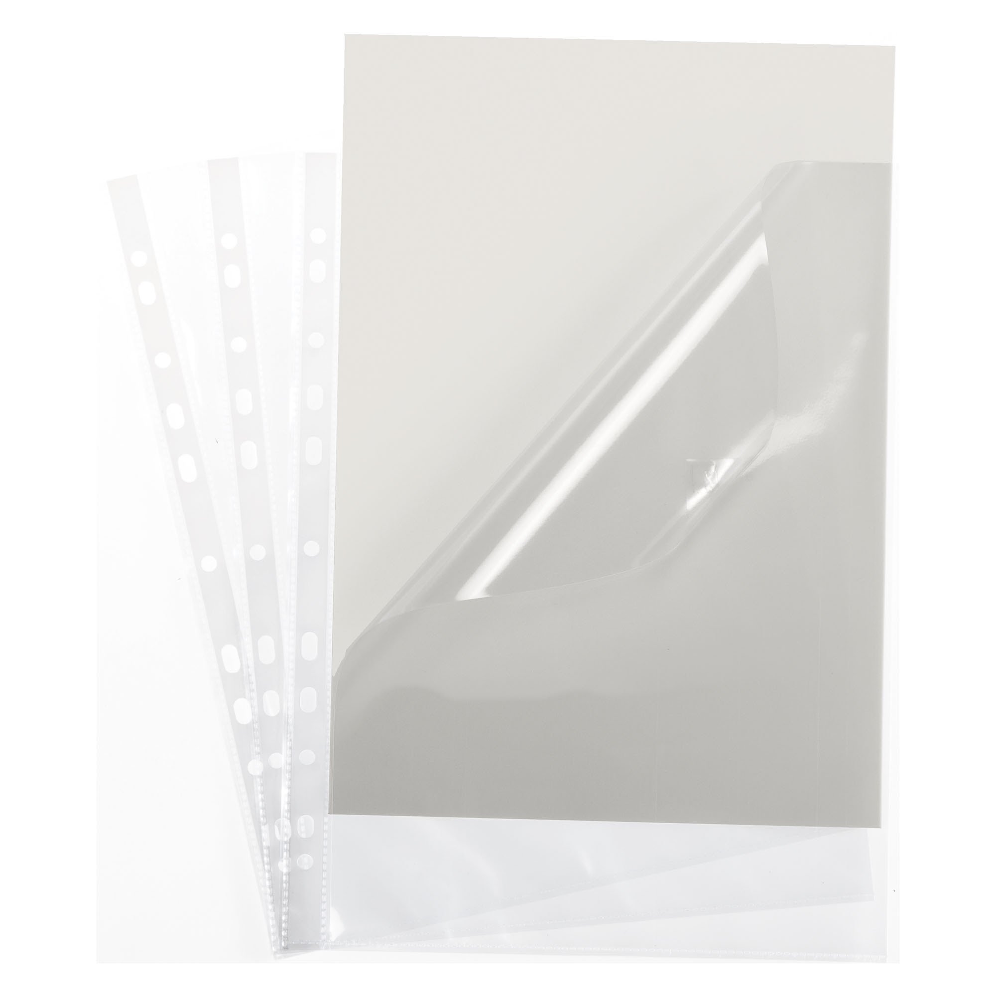 Lot de 10 pochettes perforées a4 ouverture laterale polypro lisse 7/100ème incolore sur [[website-short-url