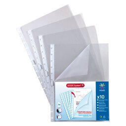 Pack of 10 removable sleeves Géode Viquel A4 smooth polypropylene 7/100e