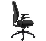 Chaise de bureau ATLAS tissu - avec accoudoirs et soutien lombaire - Mécanisme Synchrone - réglage profondeur de l'assise - Pieds noir