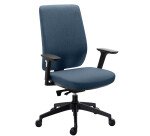 Chaise de bureau ATLAS tissu - avec accoudoirs et soutien lombaire - Mécanisme Synchrone - réglage profondeur de l'assise - Pieds noir