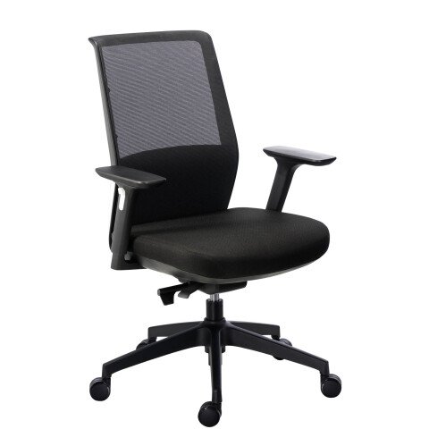 Sillón de oficina Atlas respaldo malla con reposabrazos regulables 3D - Negro