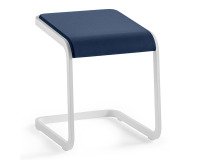 Tabouret bas Taglio bleu piétement blanc