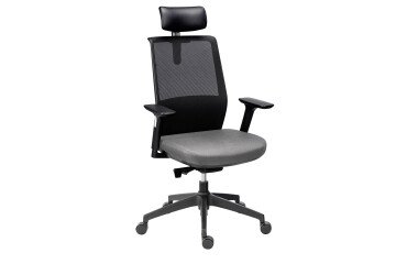 Office chair ATLAS fabric and mesh - high backrest - headrest - 3D armrests - lumbar support - synchronous mechanism