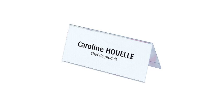 Chevalet porte-nom Oxford plastique 60 x 250 mm - Paquet de 25