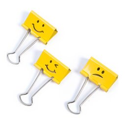 Pince double clip Emojis jaune 19 mm Rapesco - Boîte de 20