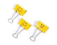 Pince double clip Emojis jaune 19 mm Rapesco - Boîte de 20