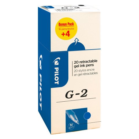 Pack de 16 bolígrafos roller Pilot G2 + 4 GRATIS azul