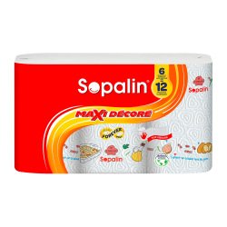 Essuie-tout Sopalin Sur Mesure décoré 6 maxi rouleaux = 12 rouleaux classiques