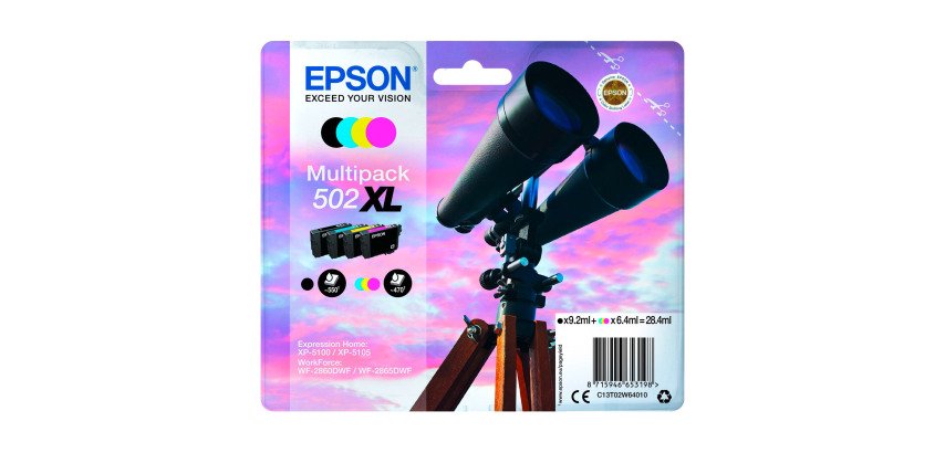 Epson 502XL Pack de 4 cartouches haute capacité 1 noir et 3 couleurs pour imprimante jet d'encre