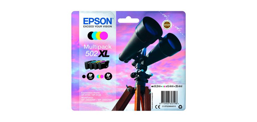 Epson 502XL Pack de 4 cartouches haute capacité 1 noir et 3 couleurs pour imprimante jet d'encre