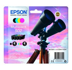 Epson 502 Pack de 4 cartouches 1 noir et 3 couleurs pour imprimante jet d'encre
