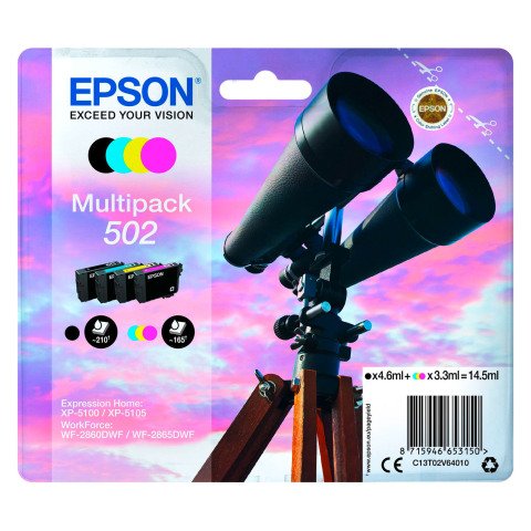 Epson 502 Pack de 4 cartuchos (1 negro + 3 colores)