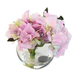 Bloemstuk met kunstbloemen hortensia 3 kleuren