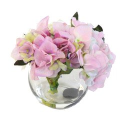 Bloemstuk met kunstbloemen hortensia 3 kleuren
